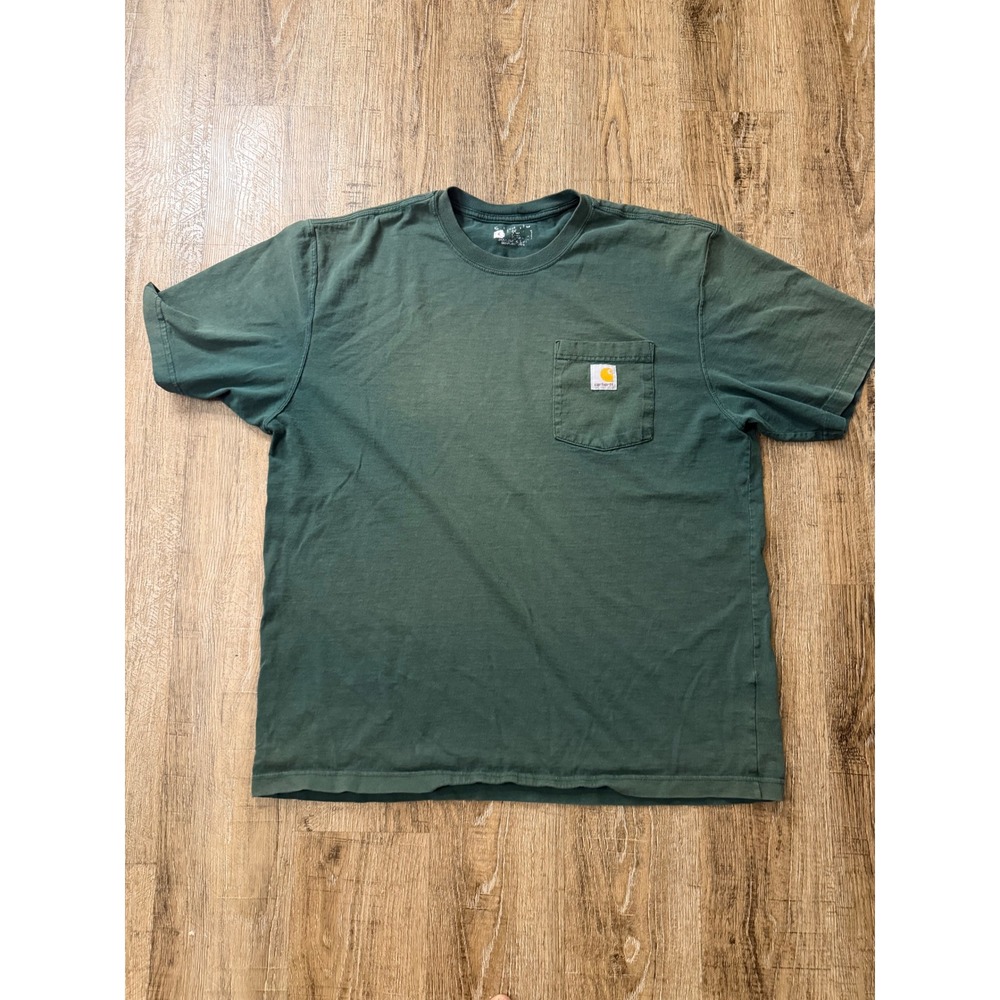Carhartt Mens K87 Workwear Pocket T-Shirt Green Size Large Heavyweight Cotton